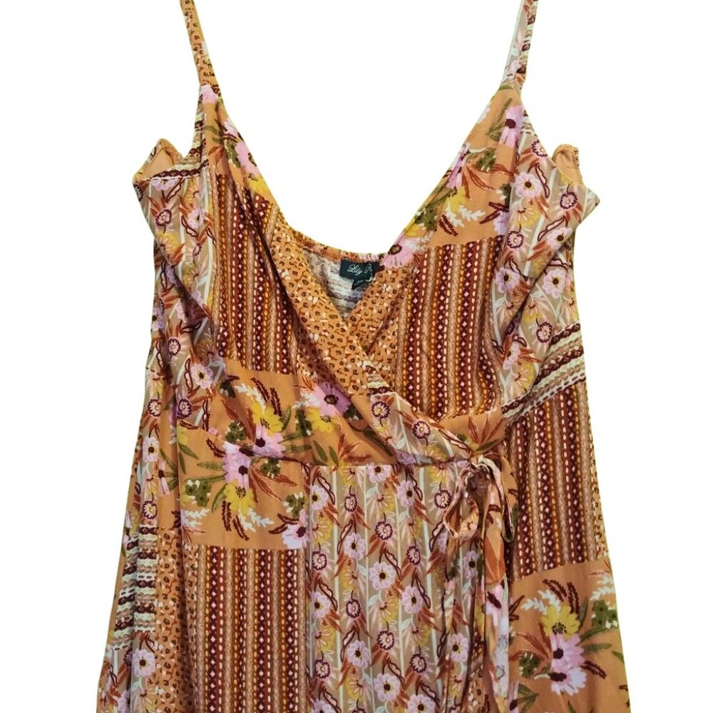 Lily Rose Peachy Pink Multi Color Sleeveless Skater Dress Size XXL - Picture 5 of 8